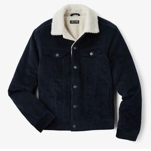 Men's Dark Blue Corduroy Sherpa Lined Trucker's Jacket